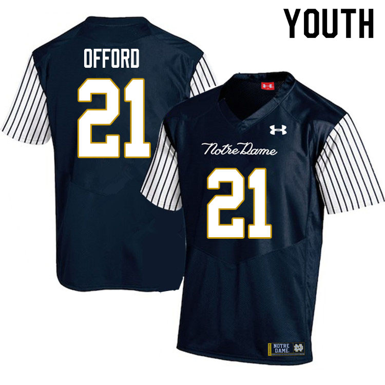 Youth #21 Caleb Offord Notre Dame Fighting Irish College Football Jerseys Sale-Alternate - Click Image to Close